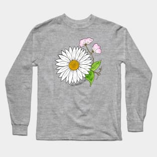 April Birth Flower - Daisy and sweet peas Long Sleeve T-Shirt